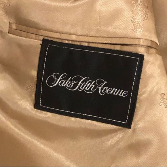 SAKS FIFTH AVENUE Men’s Brown Black Houndstooth Camel Hair Blazer Sz 44R - Picture 13 of 16